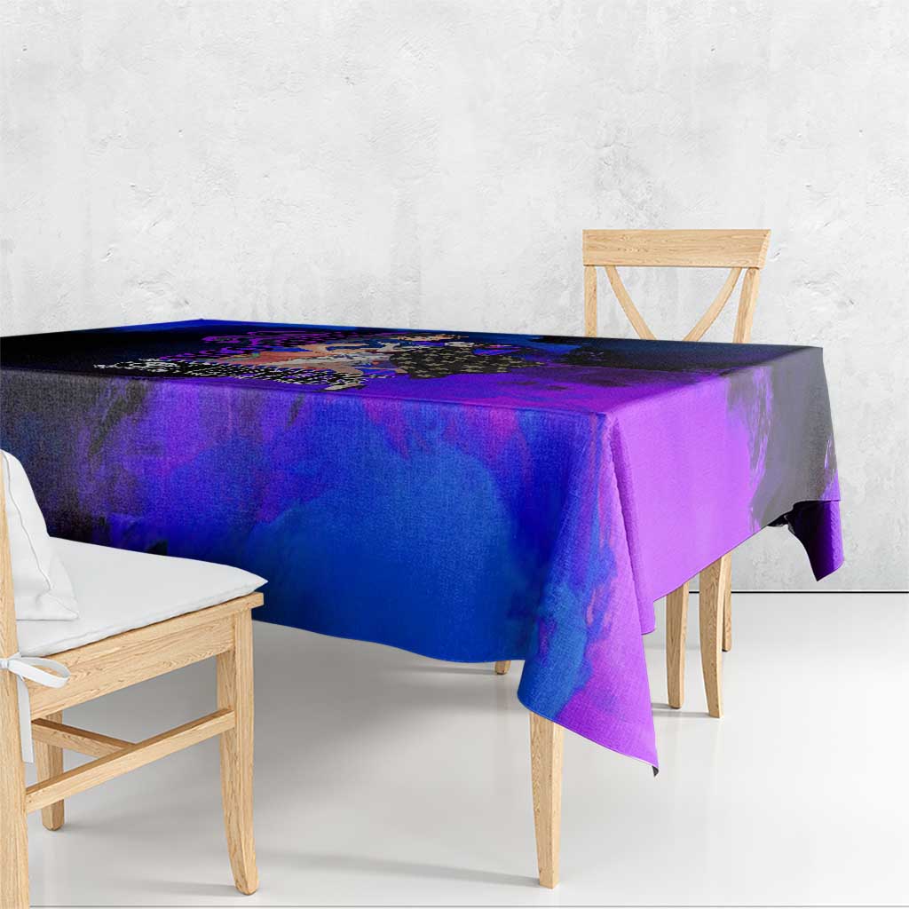 Nico Robin One Piece Purple and Blue Theme Tablecloth with Floral Cape and Archaeologist Pose Design - The Mazicc