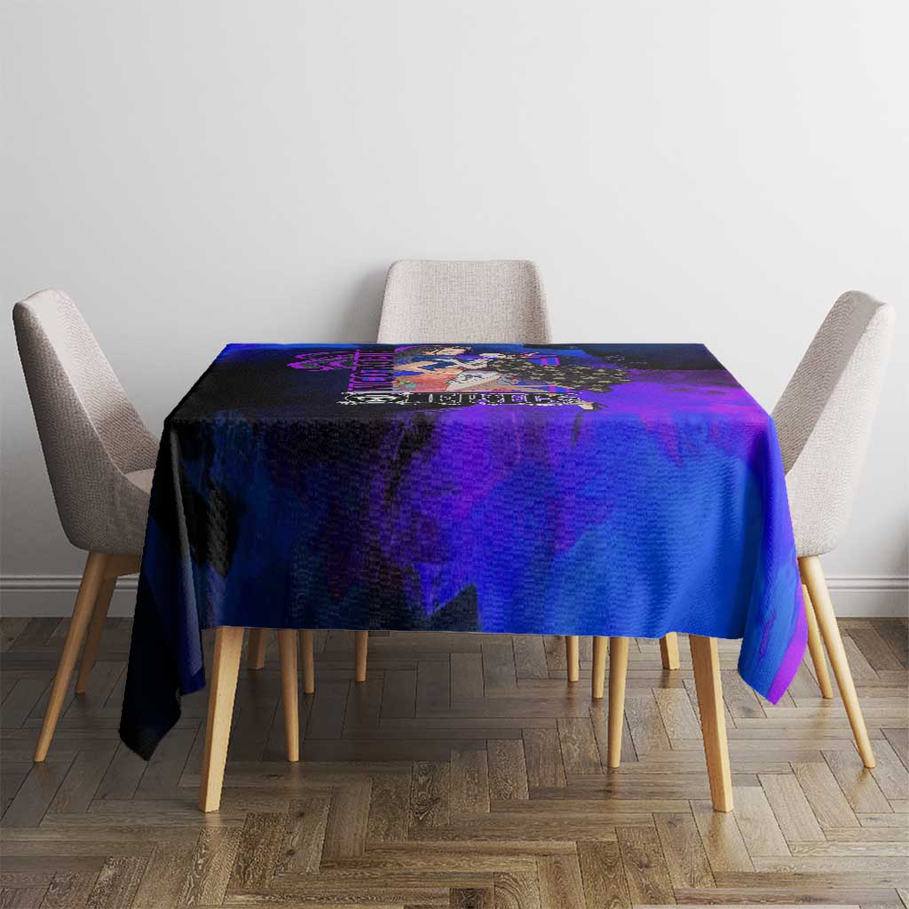 Nico Robin One Piece Purple and Blue Theme Tablecloth with Floral Cape and Archaeologist Pose Design - The Mazicc