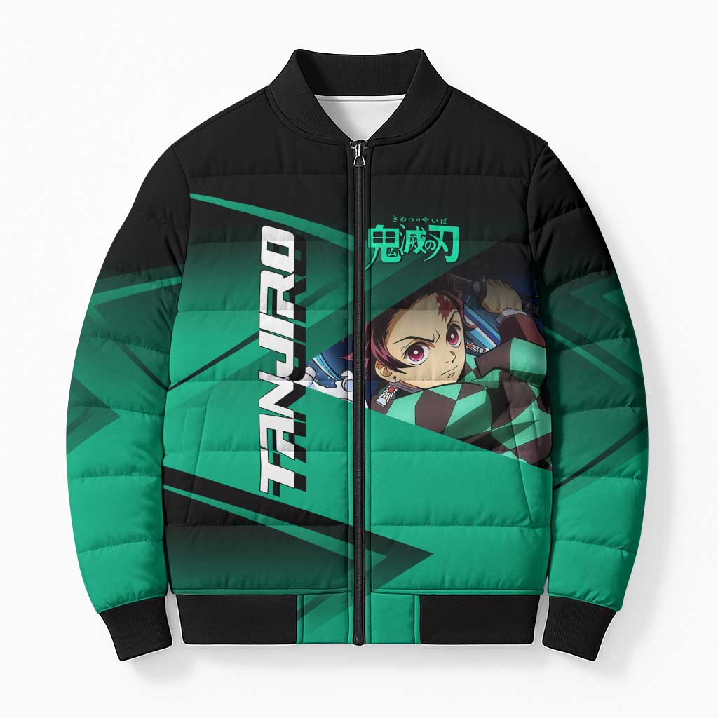 Tanjiro Kamado Water Hashira Bomber Puffer Jacket Sporty Anime Mashup Style