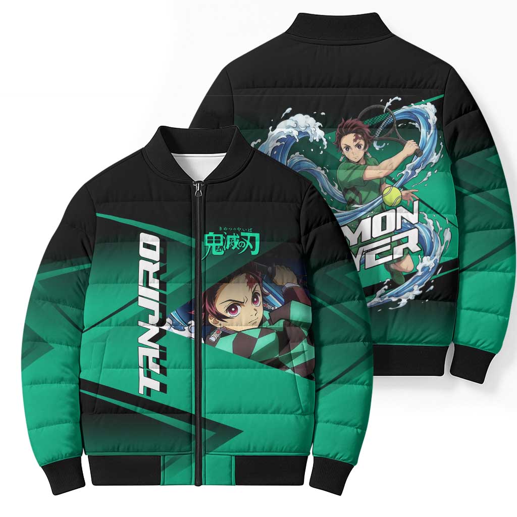 Tanjiro Kamado Water Hashira Bomber Puffer Jacket Sporty Anime Mashup Style