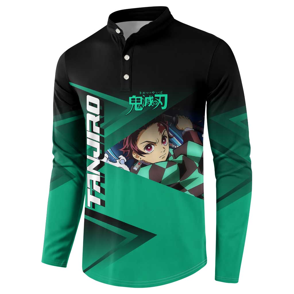 Tanjiro Kamado Water Hashira Button Sweatshirt Sporty Anime Mashup Style