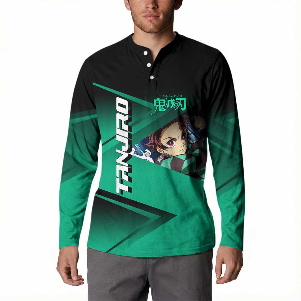 Tanjiro Kamado Water Hashira Button Sweatshirt Sporty Anime Mashup Style