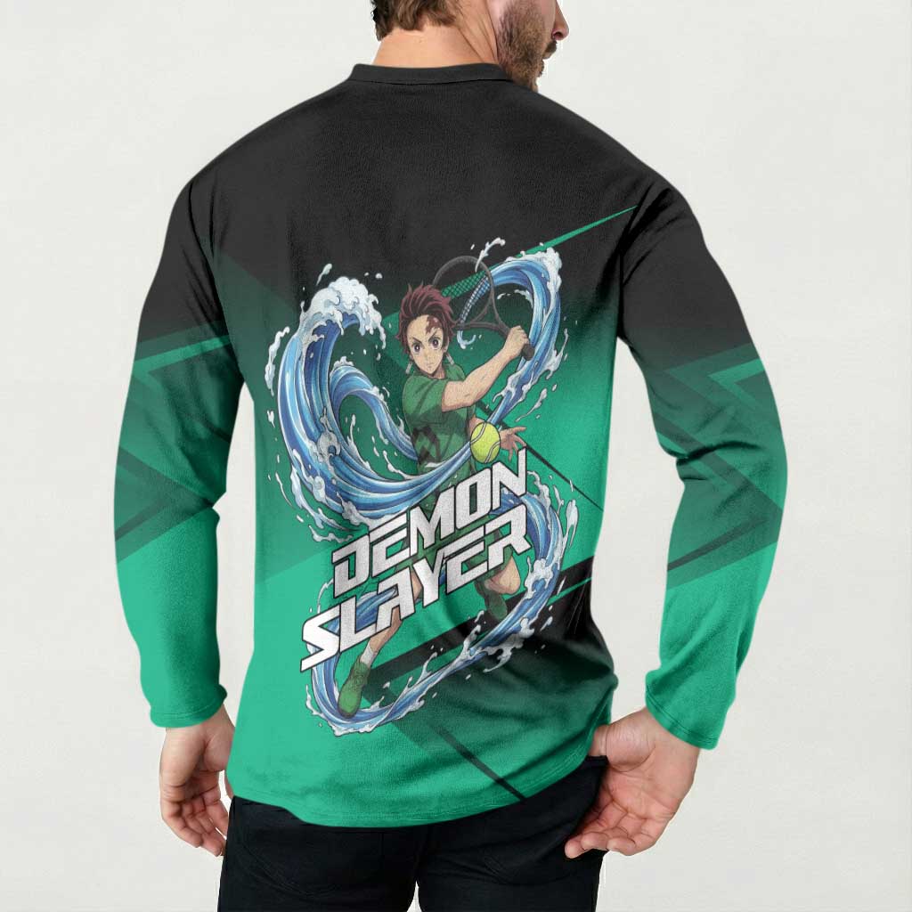Tanjiro Kamado Water Hashira Button Sweatshirt Sporty Anime Mashup Style