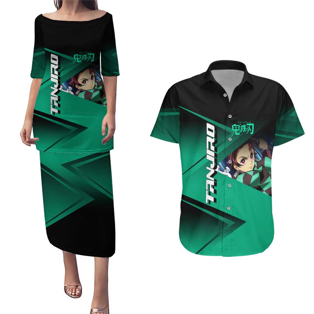 Tanjiro Kamado Water Hashira Couples Matching Puletasi and Hawaiian Shirt Sporty Anime Mashup Style