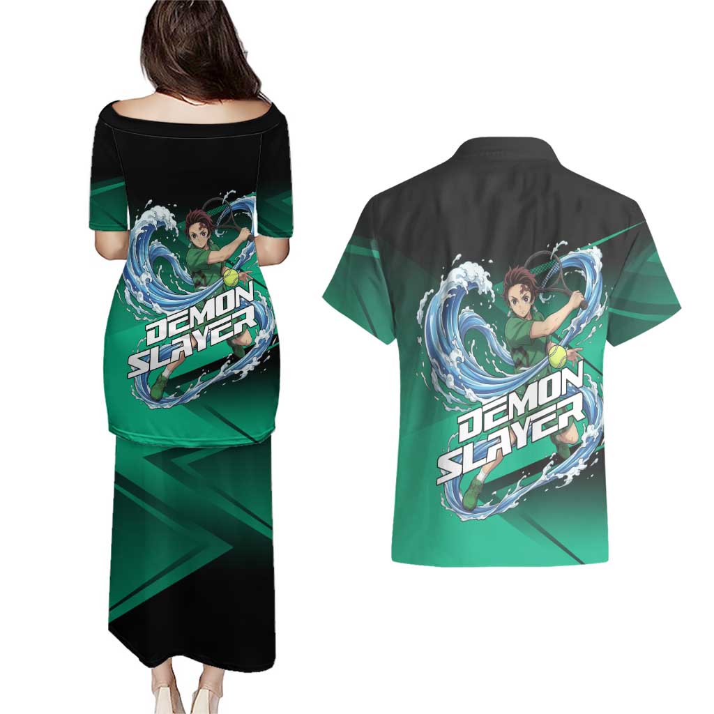 Tanjiro Kamado Water Hashira Couples Matching Puletasi and Hawaiian Shirt Sporty Anime Mashup Style
