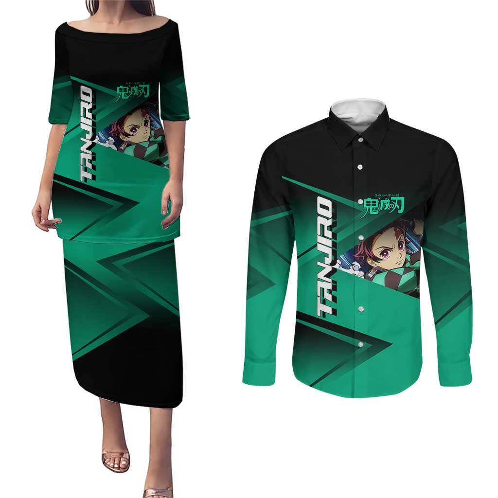Tanjiro Kamado Water Hashira Couples Matching Puletasi and Long Sleeve Button Shirt Sporty Anime Mashup Style
