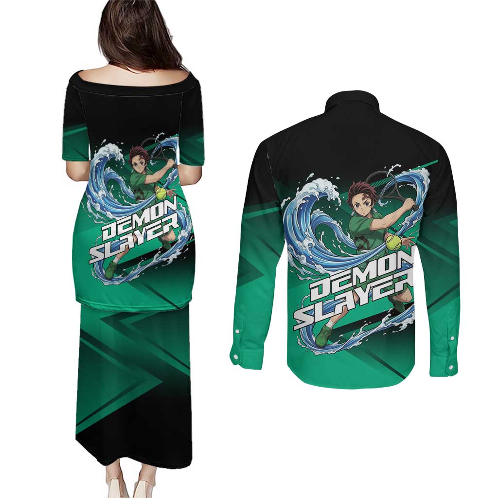 Tanjiro Kamado Water Hashira Couples Matching Puletasi and Long Sleeve Button Shirt Sporty Anime Mashup Style