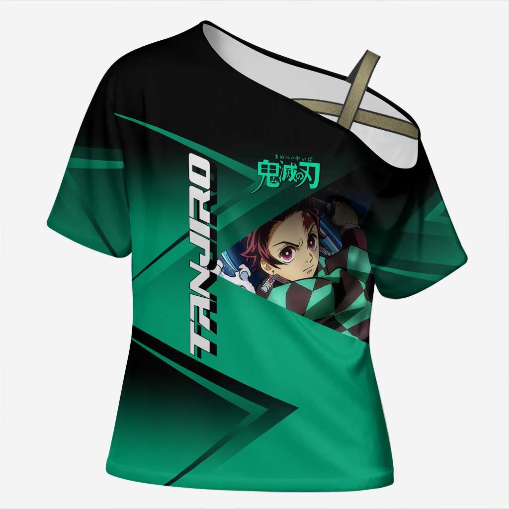 Tanjiro Kamado Water Hashira Cross Shoulder Shirt Sporty Anime Mashup Style