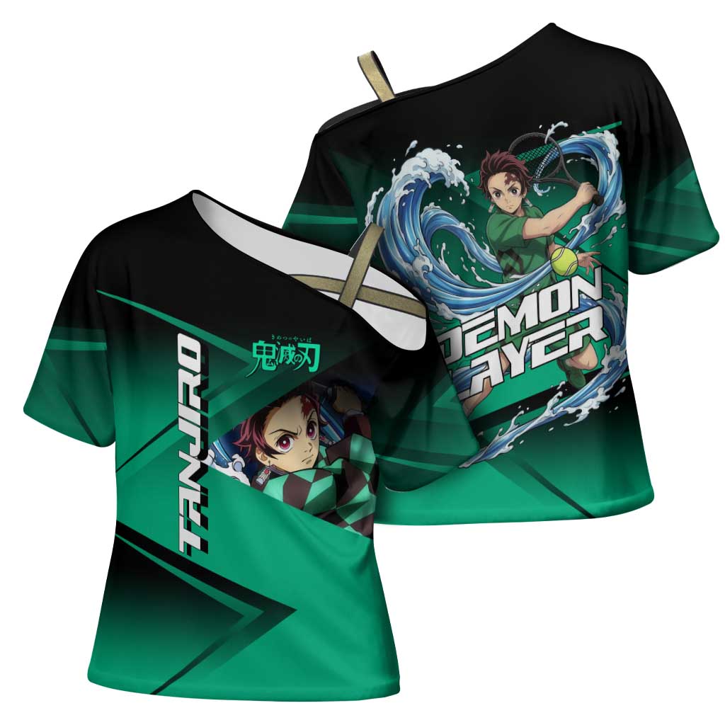 Tanjiro Kamado Water Hashira Cross Shoulder Shirt Sporty Anime Mashup Style