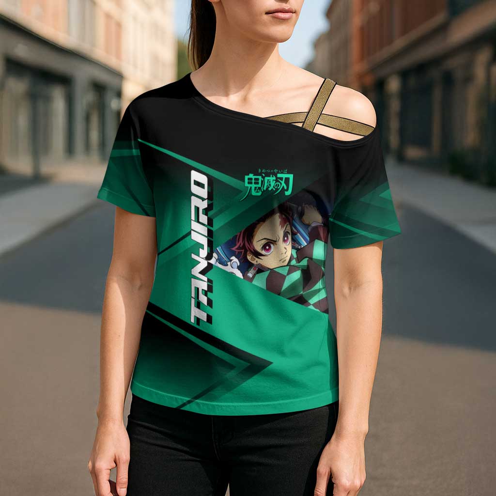 Tanjiro Kamado Water Hashira Cross Shoulder Shirt Sporty Anime Mashup Style