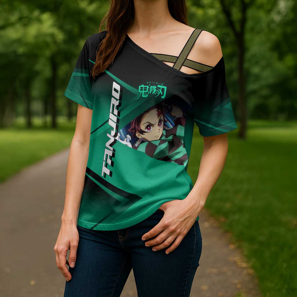 Tanjiro Kamado Water Hashira Cross Shoulder Shirt Sporty Anime Mashup Style