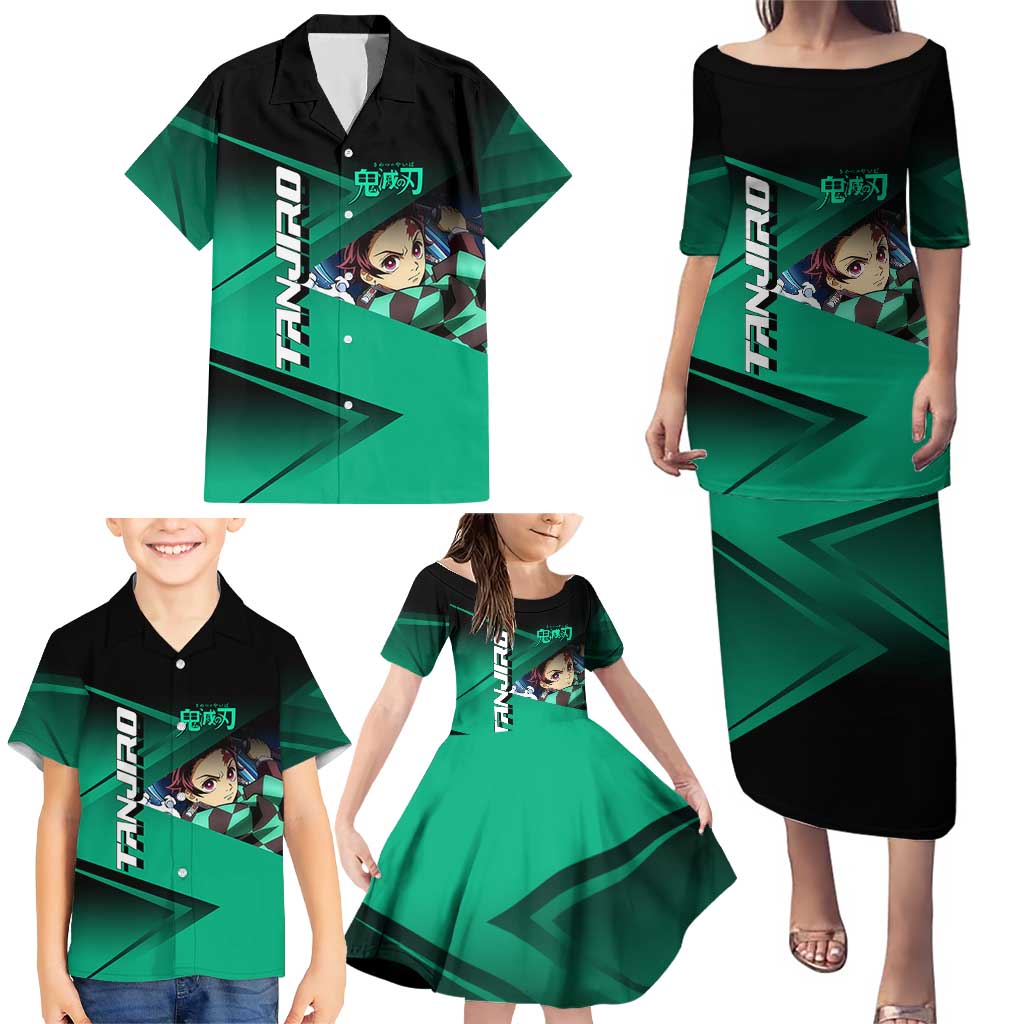 Tanjiro Kamado Water Hashira Family Matching Puletasi and Hawaiian Shirt Sporty Anime Mashup Style
