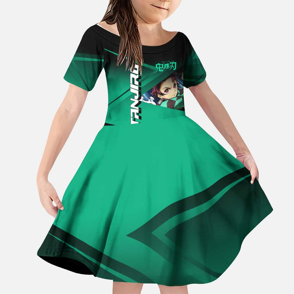 Tanjiro Kamado Water Hashira Kid Short Sleeve Dress Sporty Anime Mashup Style