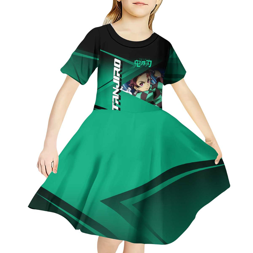 Tanjiro Kamado Water Hashira Kid Short Sleeve Dress Sporty Anime Mashup Style