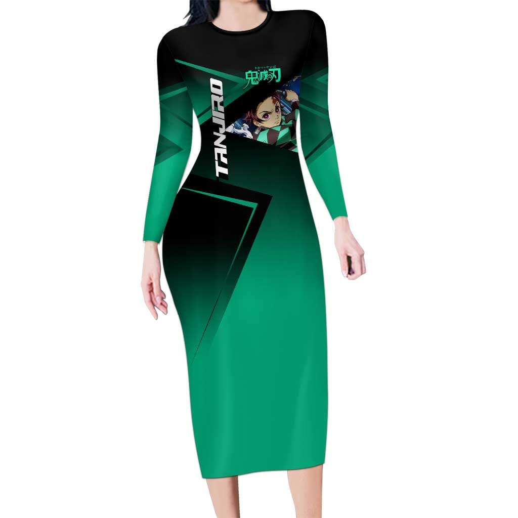 Tanjiro Kamado Water Hashira Long Sleeve Bodycon Dress Sporty Anime Mashup Style