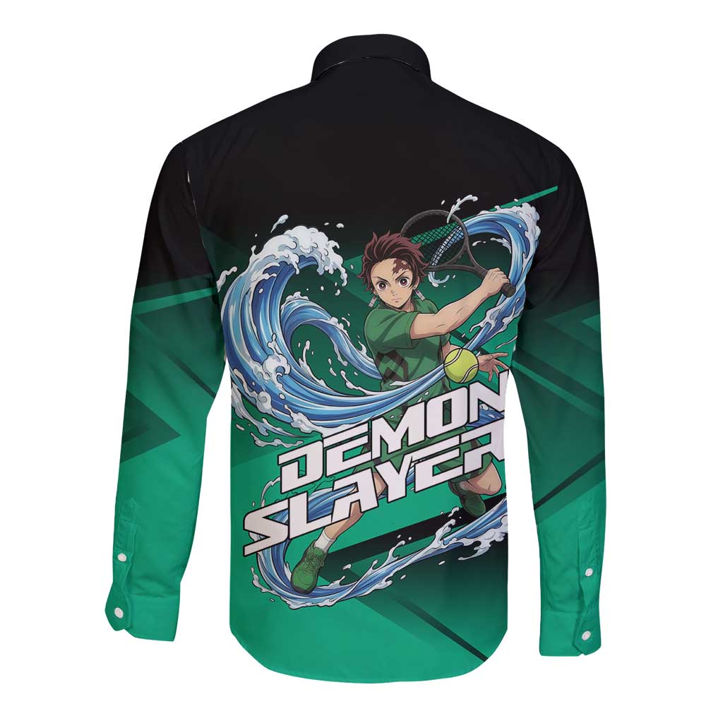 Tanjiro Kamado Water Hashira Long Sleeve Button Shirt Sporty Anime Mashup Style