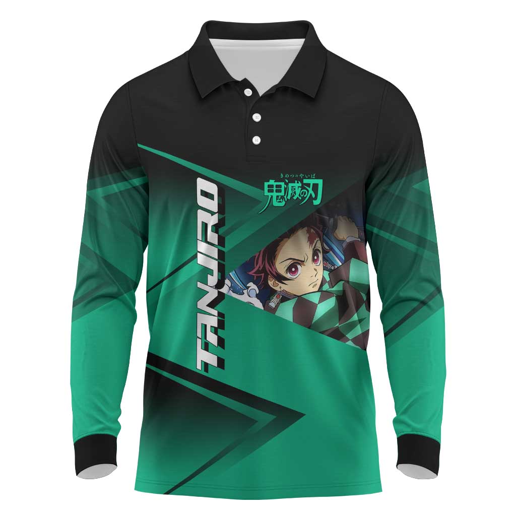 Tanjiro Kamado Water Hashira Long Sleeve Polo Shirt Sporty Anime Mashup Style