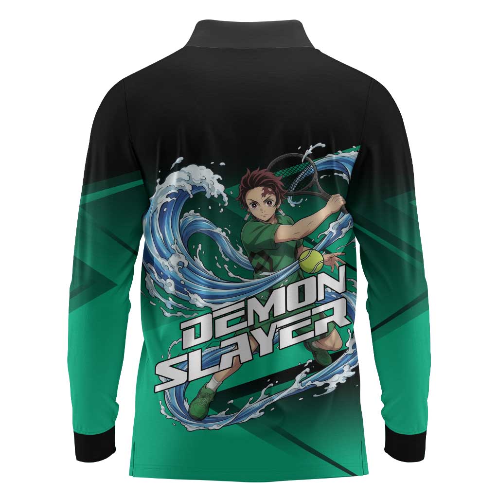 Tanjiro Kamado Water Hashira Long Sleeve Polo Shirt Sporty Anime Mashup Style