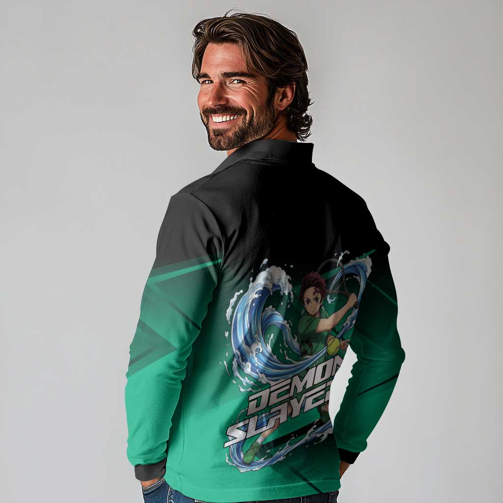 Tanjiro Kamado Water Hashira Long Sleeve Polo Shirt Sporty Anime Mashup Style