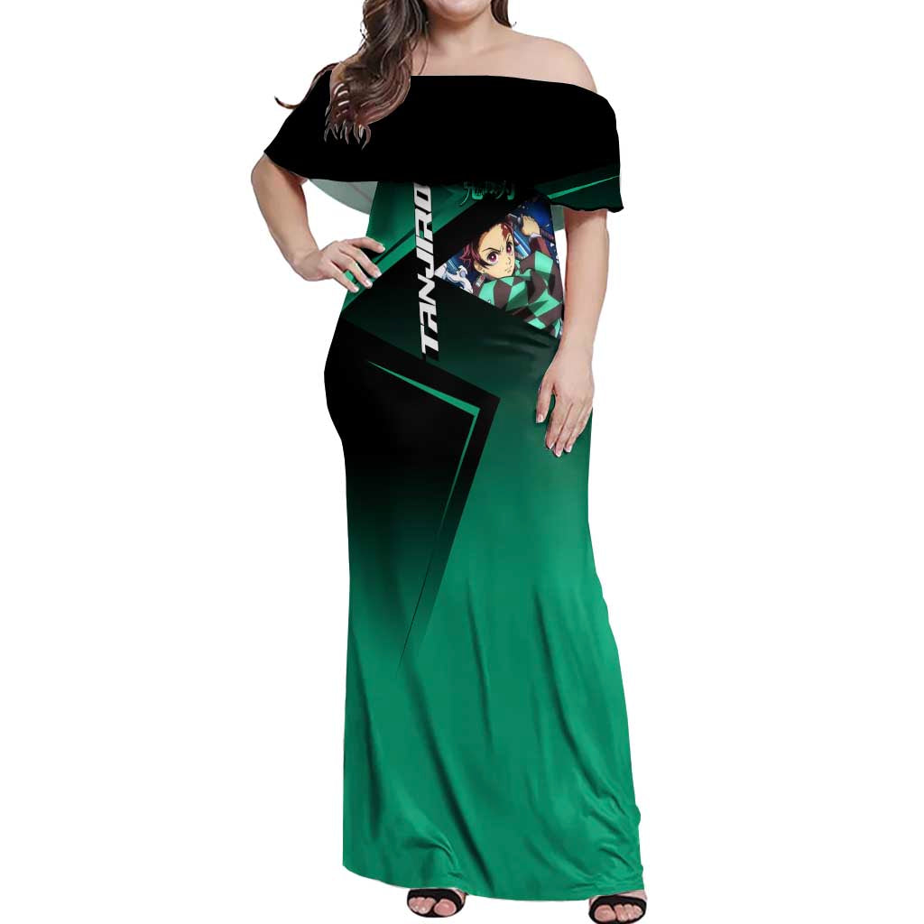 Tanjiro Kamado Water Hashira Off Shoulder Maxi Dress Sporty Anime Mashup Style