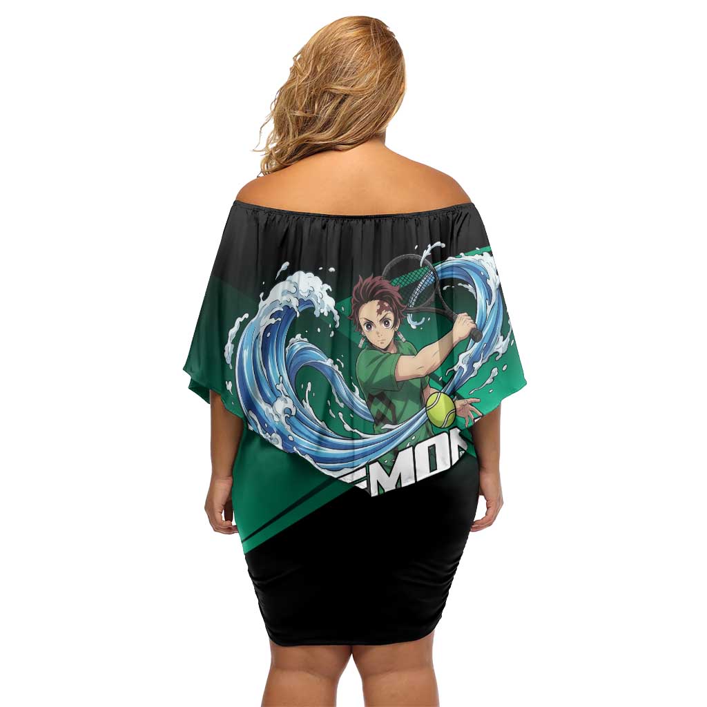 Tanjiro Kamado Water Hashira Off Shoulder Short Dress Sporty Anime Mashup Style