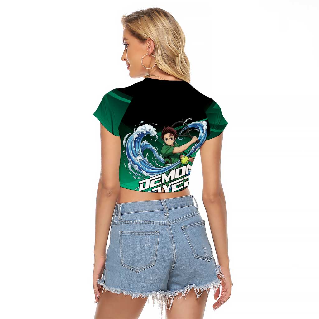 Tanjiro Kamado Water Hashira Raglan Cropped T Shirt Sporty Anime Mashup Style