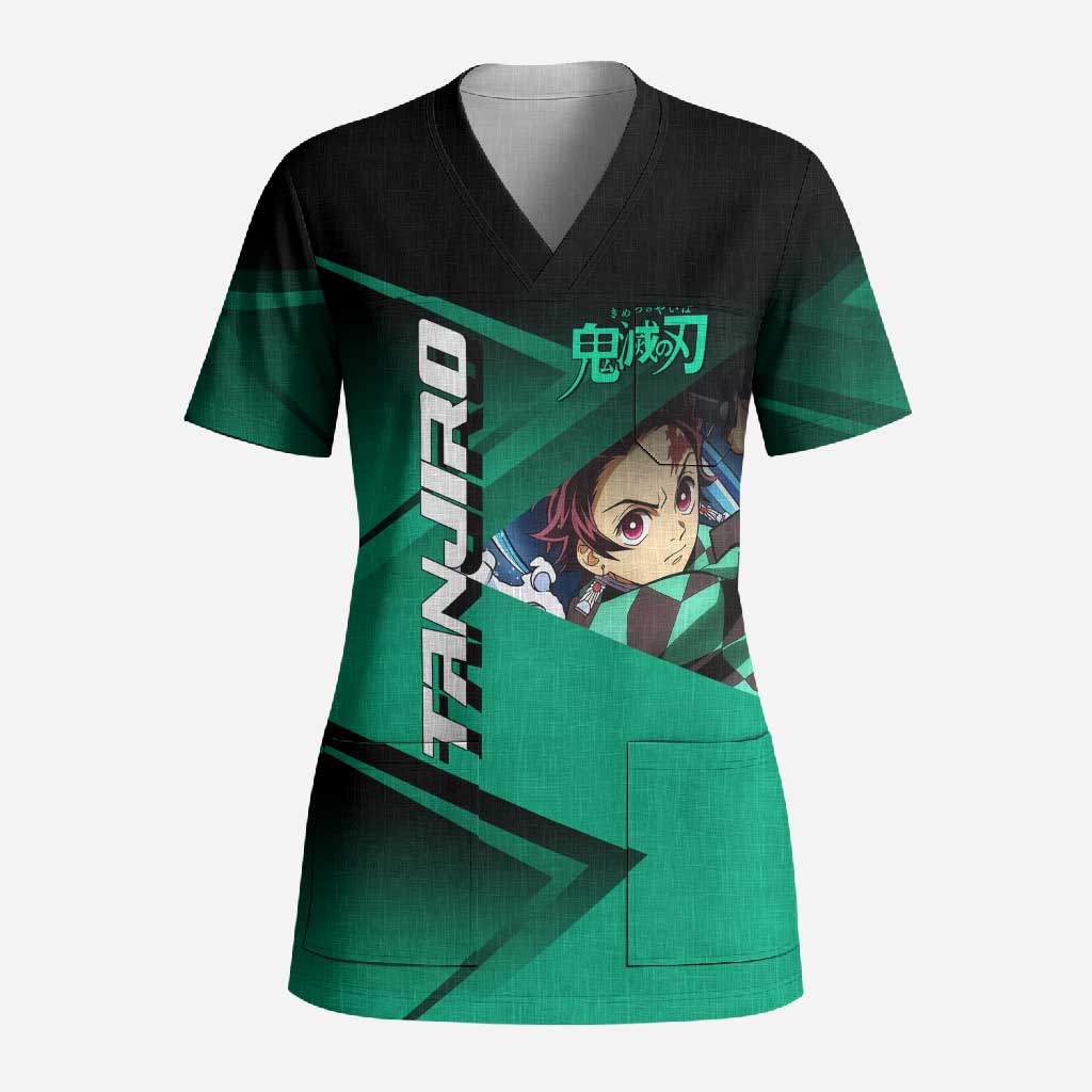 Tanjiro Kamado Water Hashira Scrub Top Sporty Anime Mashup Style