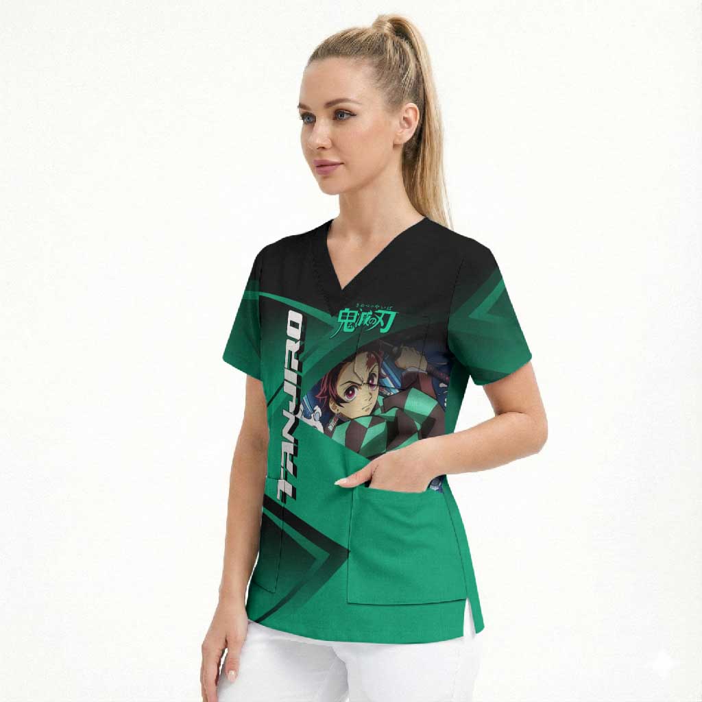 Tanjiro Kamado Water Hashira Scrub Top Sporty Anime Mashup Style