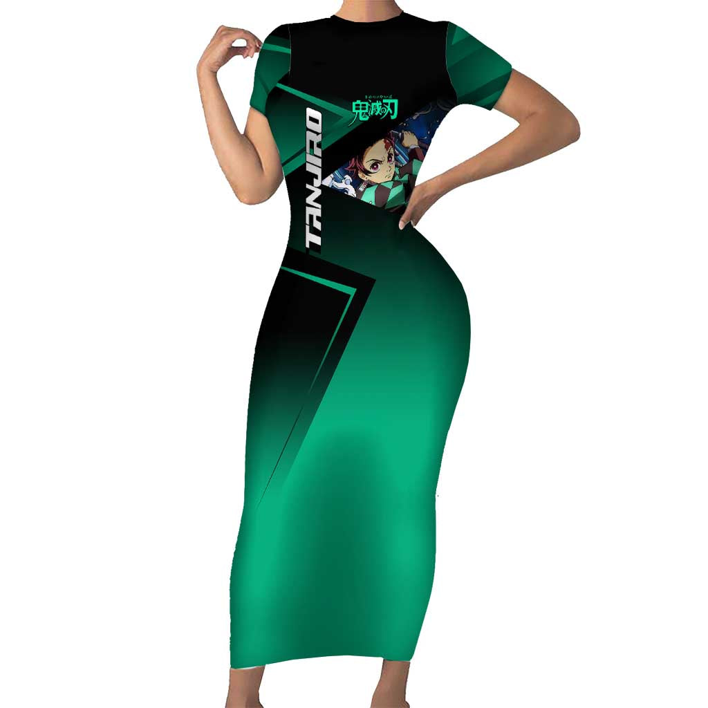 Tanjiro Kamado Water Hashira Short Sleeve Bodycon Dress Sporty Anime Mashup Style