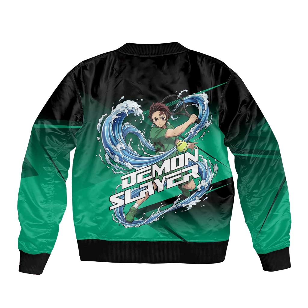 Tanjiro Kamado Water Hashira Sleeve Zip Bomber Jacket Sporty Anime Mashup Style