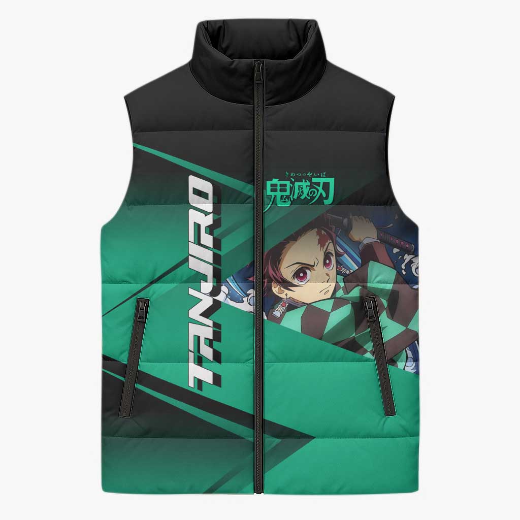 Tanjiro Kamado Water Hashira Sleeveless Puffer Jacket Sporty Anime Mashup Style