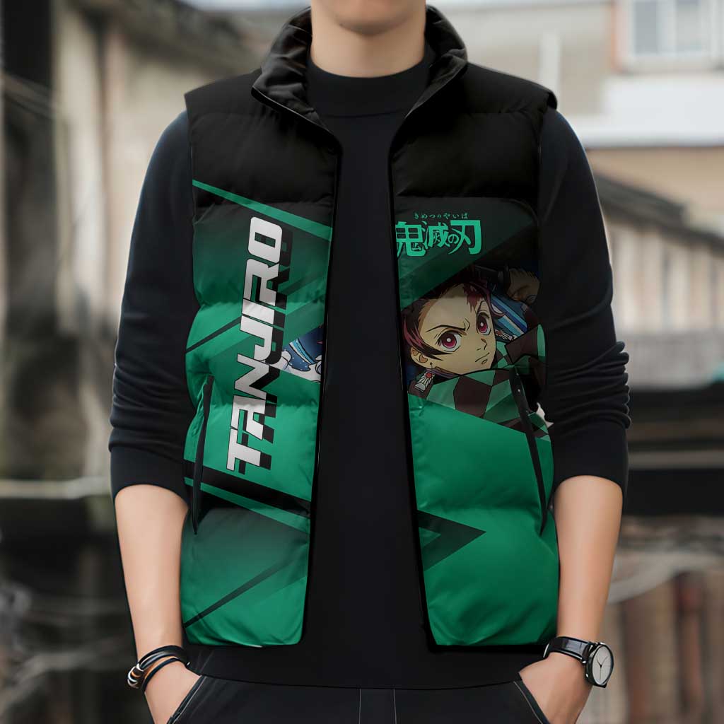Tanjiro Kamado Water Hashira Sleeveless Puffer Jacket Sporty Anime Mashup Style