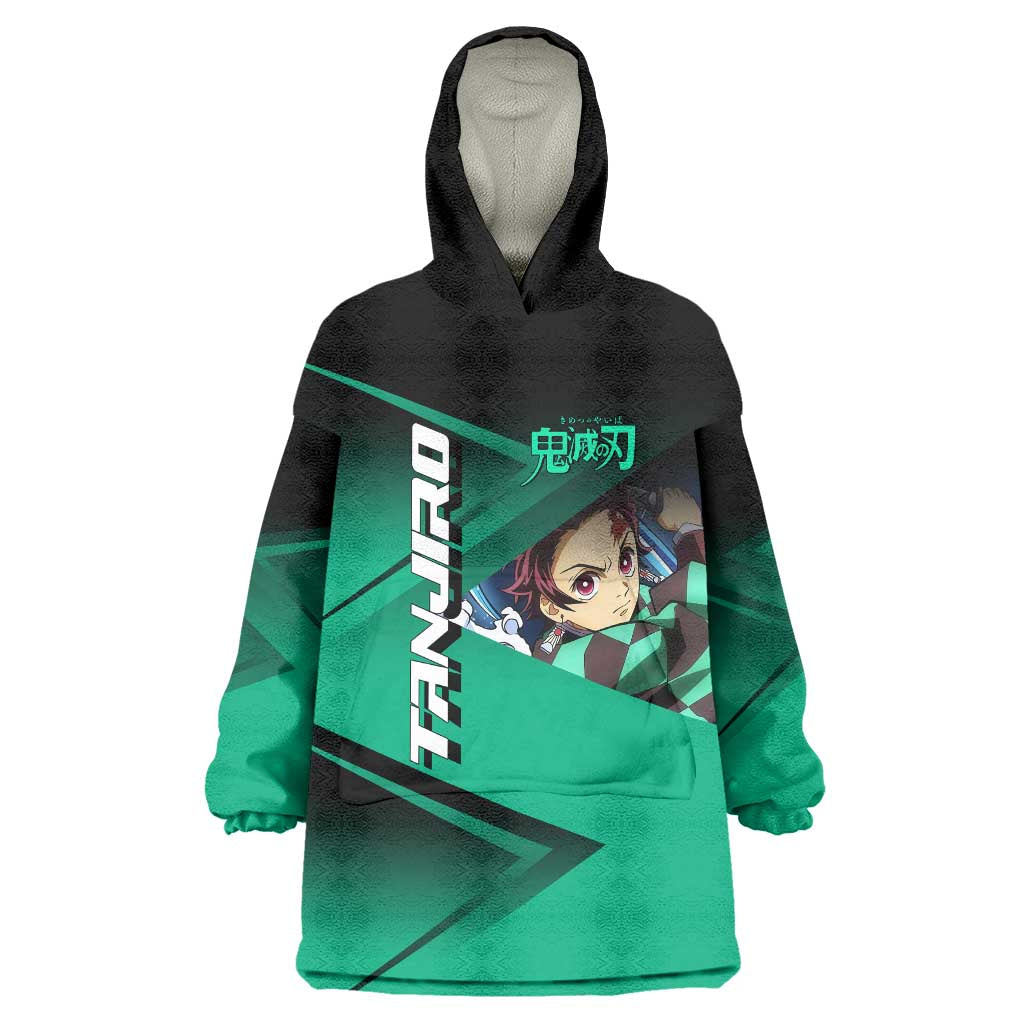 Tanjiro Kamado Water Hashira Wearable Blanket Hoodie Sporty Anime Mashup Style