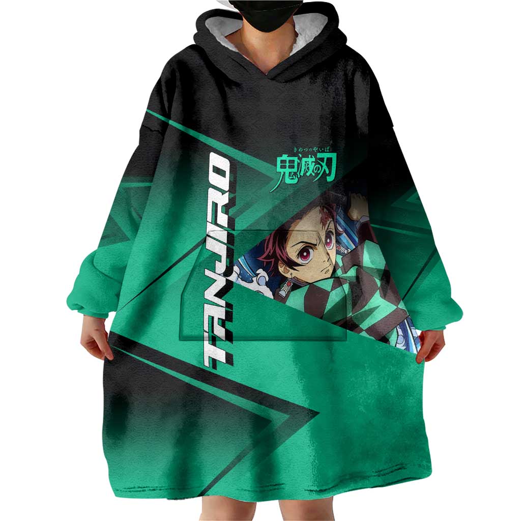 Tanjiro Kamado Water Hashira Wearable Blanket Hoodie Sporty Anime Mashup Style