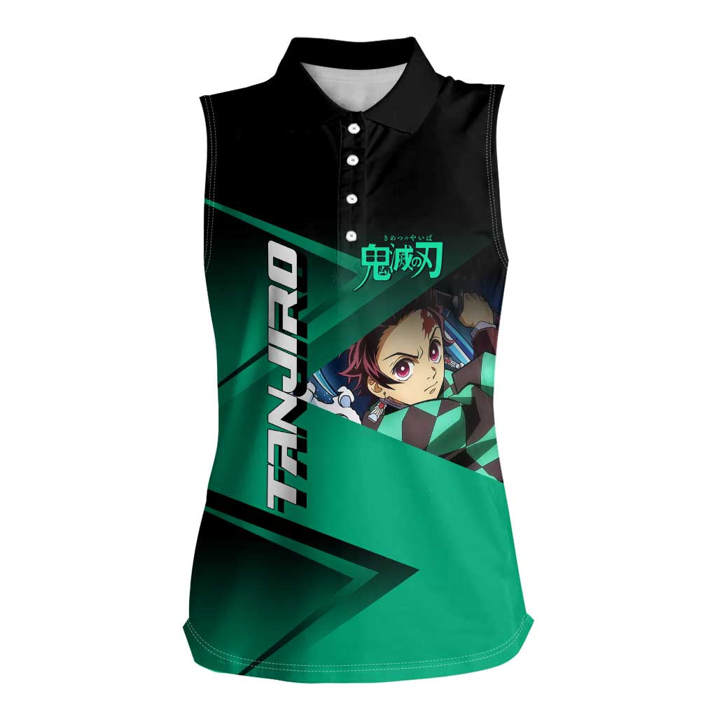 Tanjiro Kamado Water Hashira Women Sleeveless Polo Shirt Sporty Anime Mashup Style