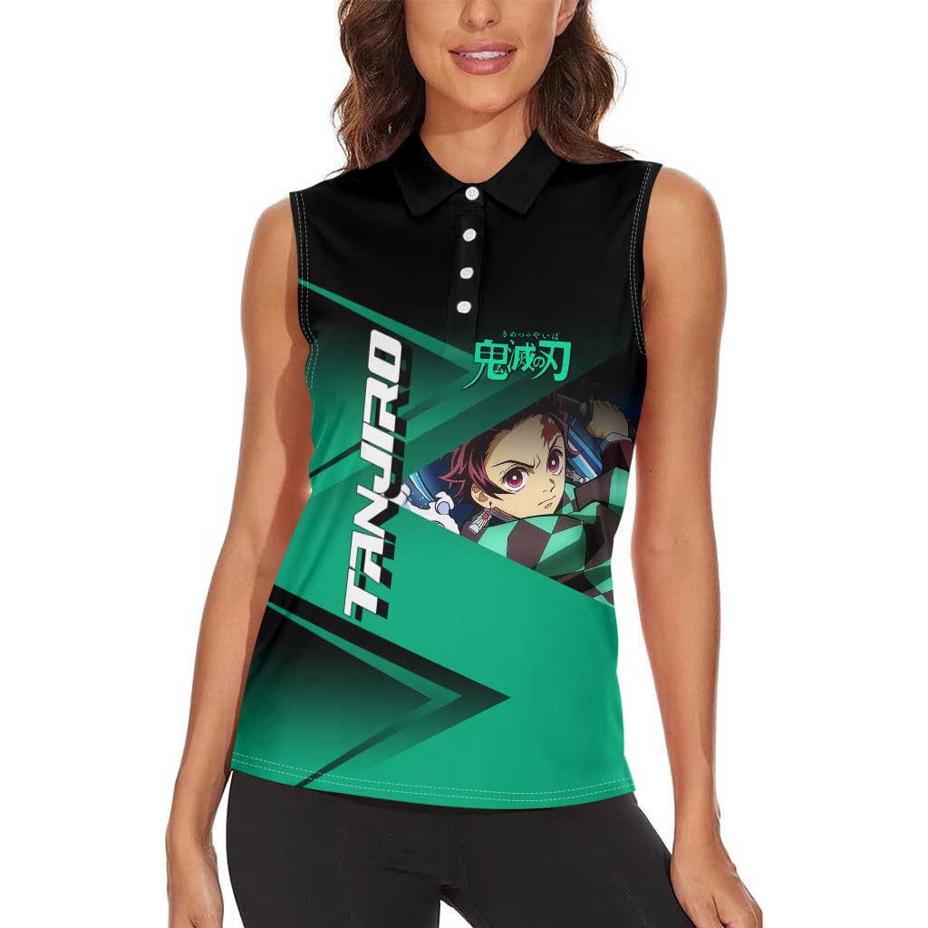 Tanjiro Kamado Water Hashira Women Sleeveless Polo Shirt Sporty Anime Mashup Style