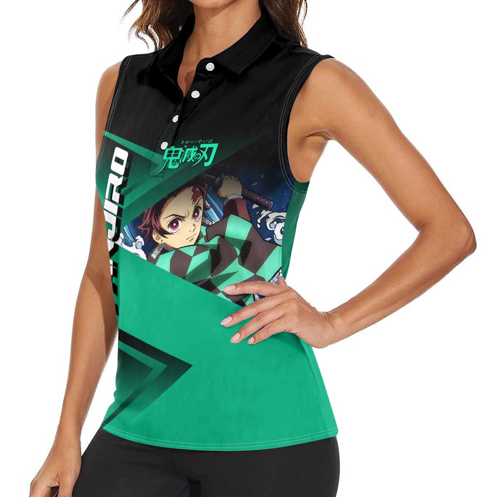 Tanjiro Kamado Water Hashira Women Sleeveless Polo Shirt Sporty Anime Mashup Style