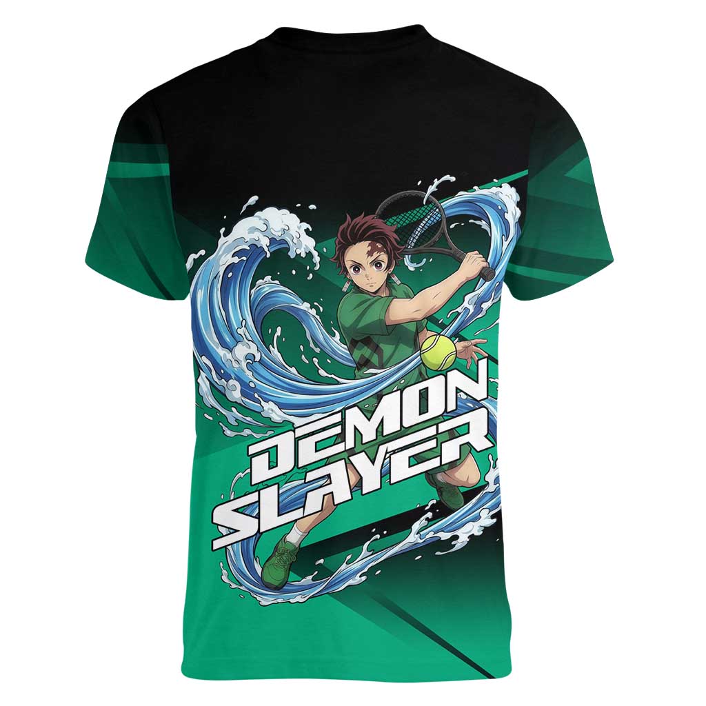 Tanjiro Kamado Water Hashira Women V-Neck T-Shirt Sporty Anime Mashup Style