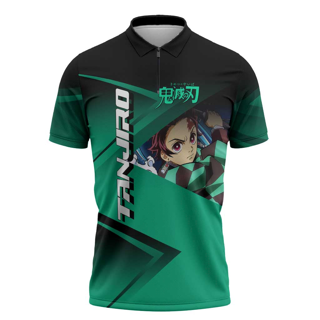 Tanjiro Kamado Water Hashira Zipper Polo Shirt Sporty Anime Mashup Style