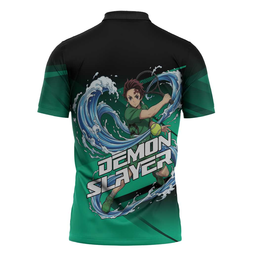 Tanjiro Kamado Water Hashira Zipper Polo Shirt Sporty Anime Mashup Style