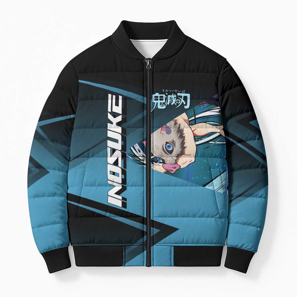 Inosuke Hashibira Beast Tennis Form Bomber Puffer Jacket Sporty Anime Mashup Style