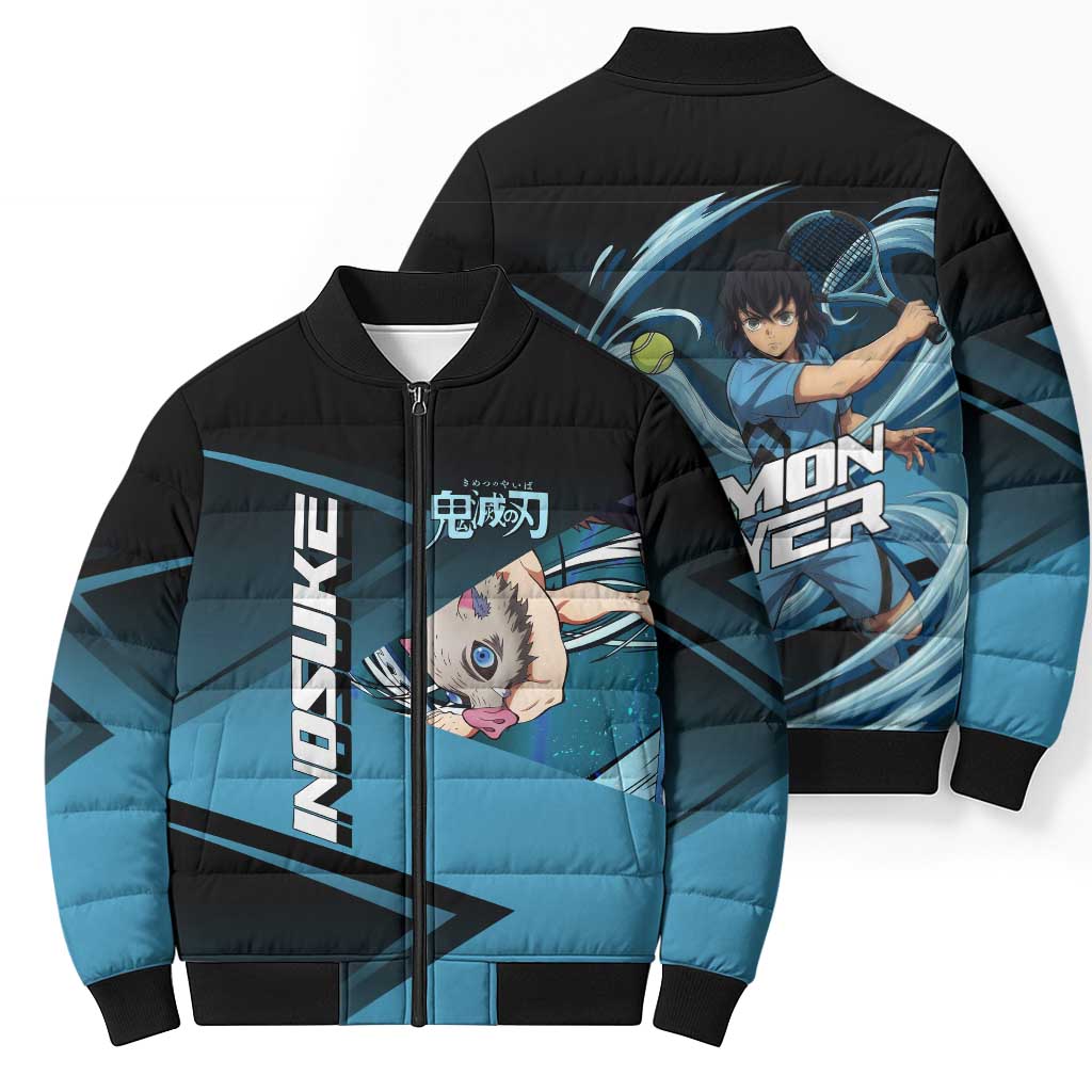Inosuke Hashibira Beast Tennis Form Bomber Puffer Jacket Sporty Anime Mashup Style