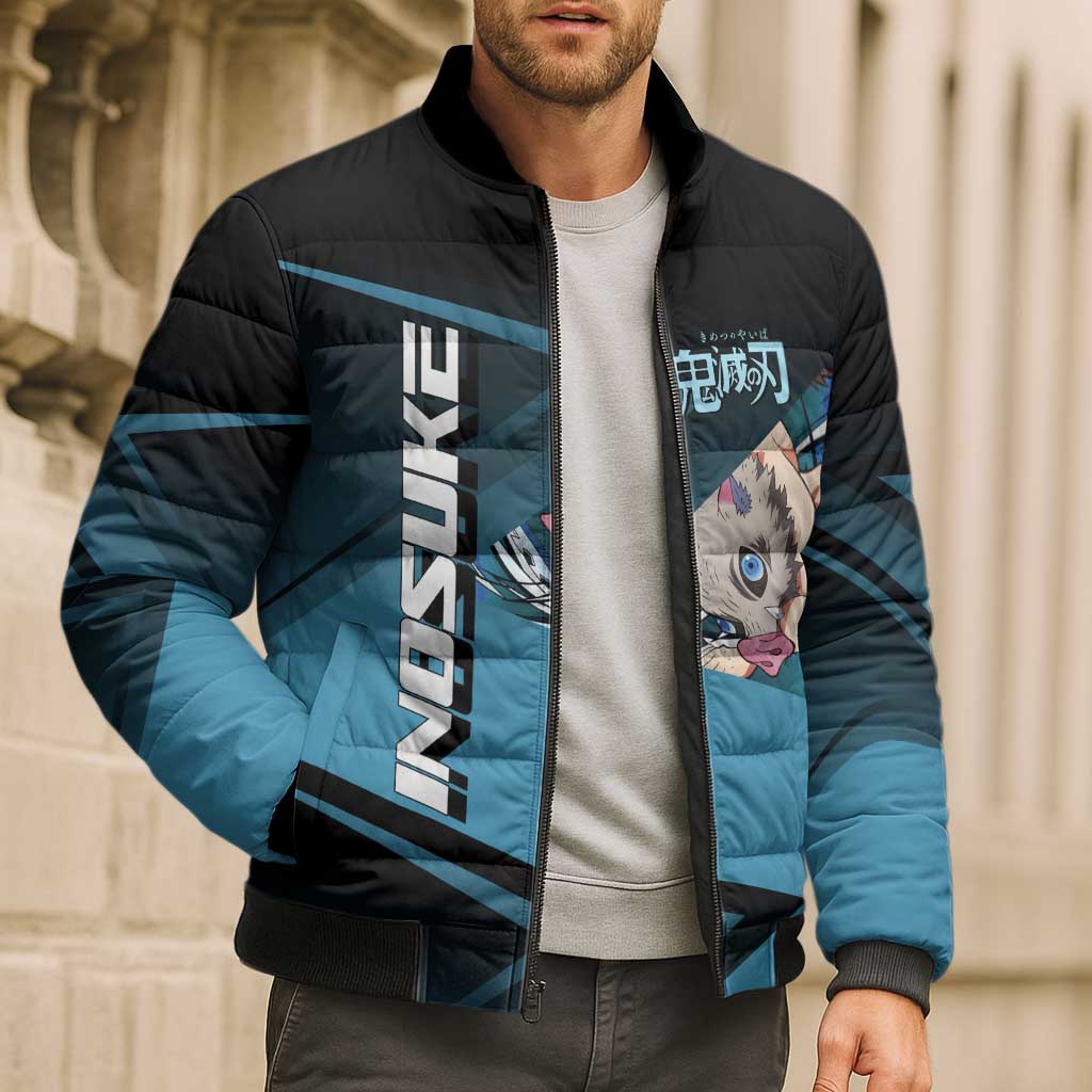 Inosuke Hashibira Beast Tennis Form Bomber Puffer Jacket Sporty Anime Mashup Style