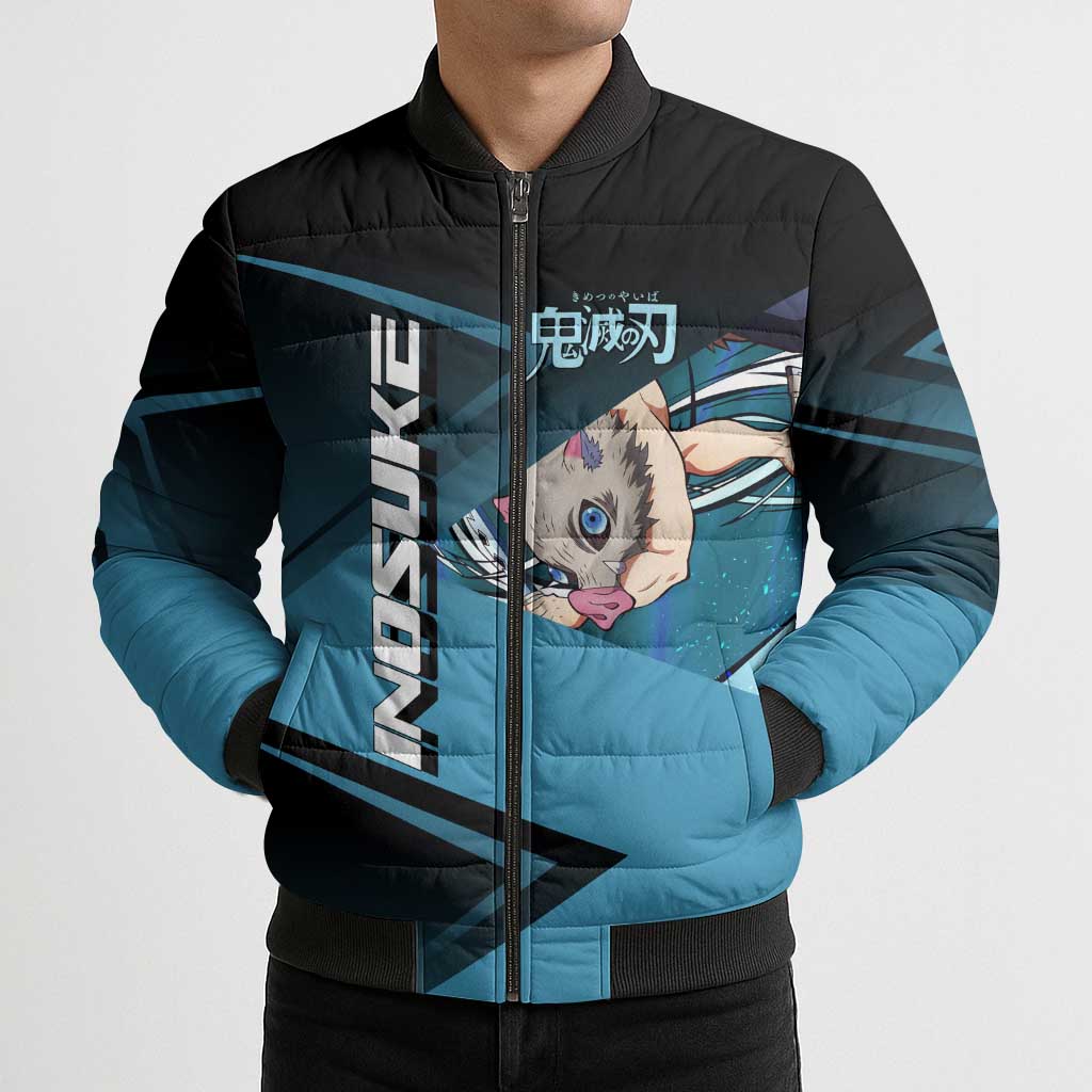 Inosuke Hashibira Beast Tennis Form Bomber Puffer Jacket Sporty Anime Mashup Style