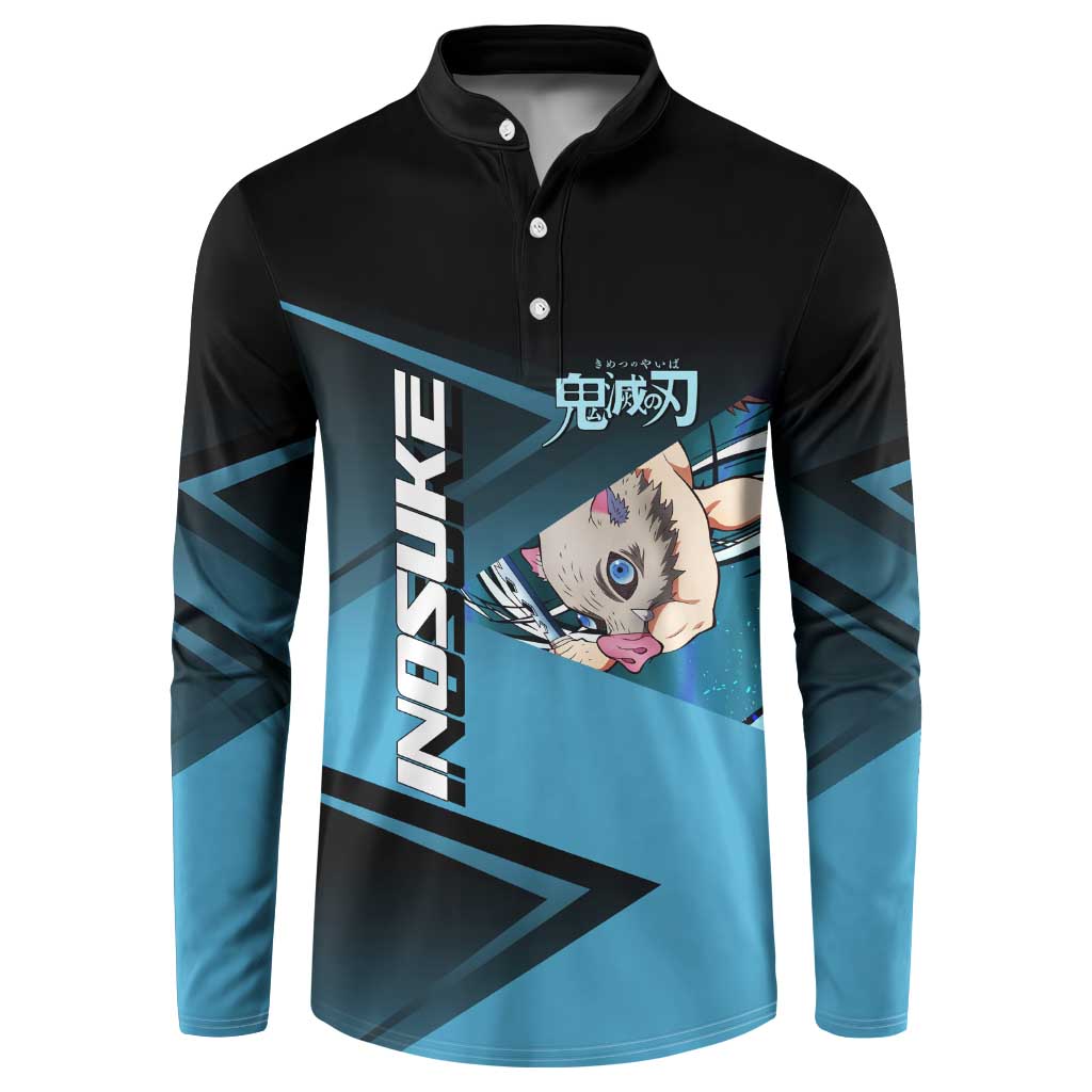 Inosuke Hashibira Beast Tennis Form Button Sweatshirt Sporty Anime Mashup Style