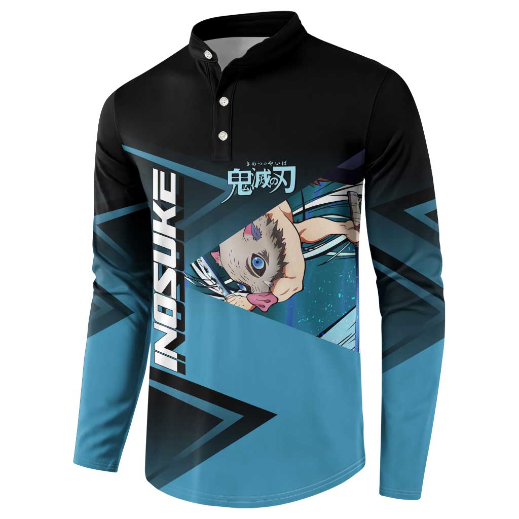 Inosuke Hashibira Beast Tennis Form Button Sweatshirt Sporty Anime Mashup Style