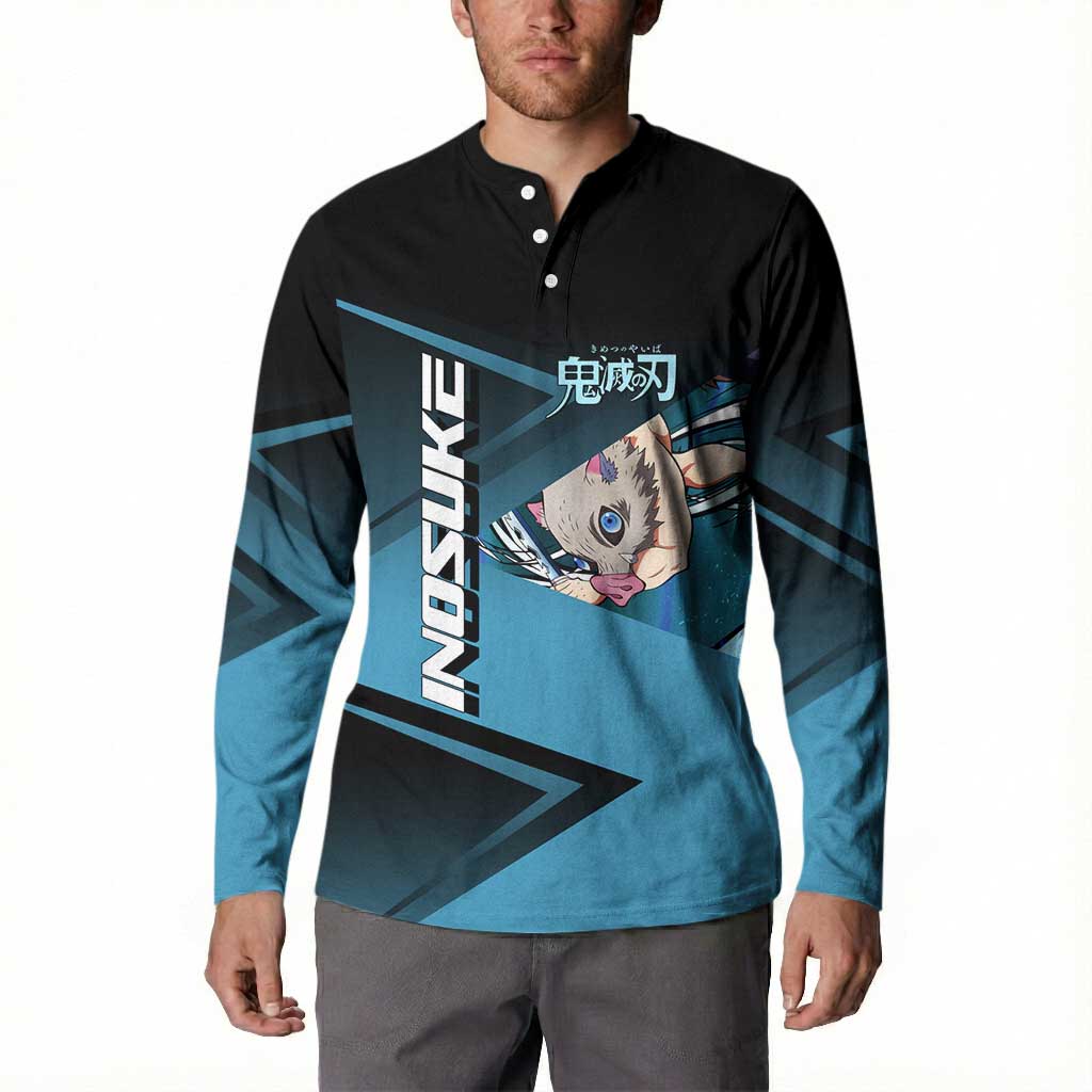 Inosuke Hashibira Beast Tennis Form Button Sweatshirt Sporty Anime Mashup Style