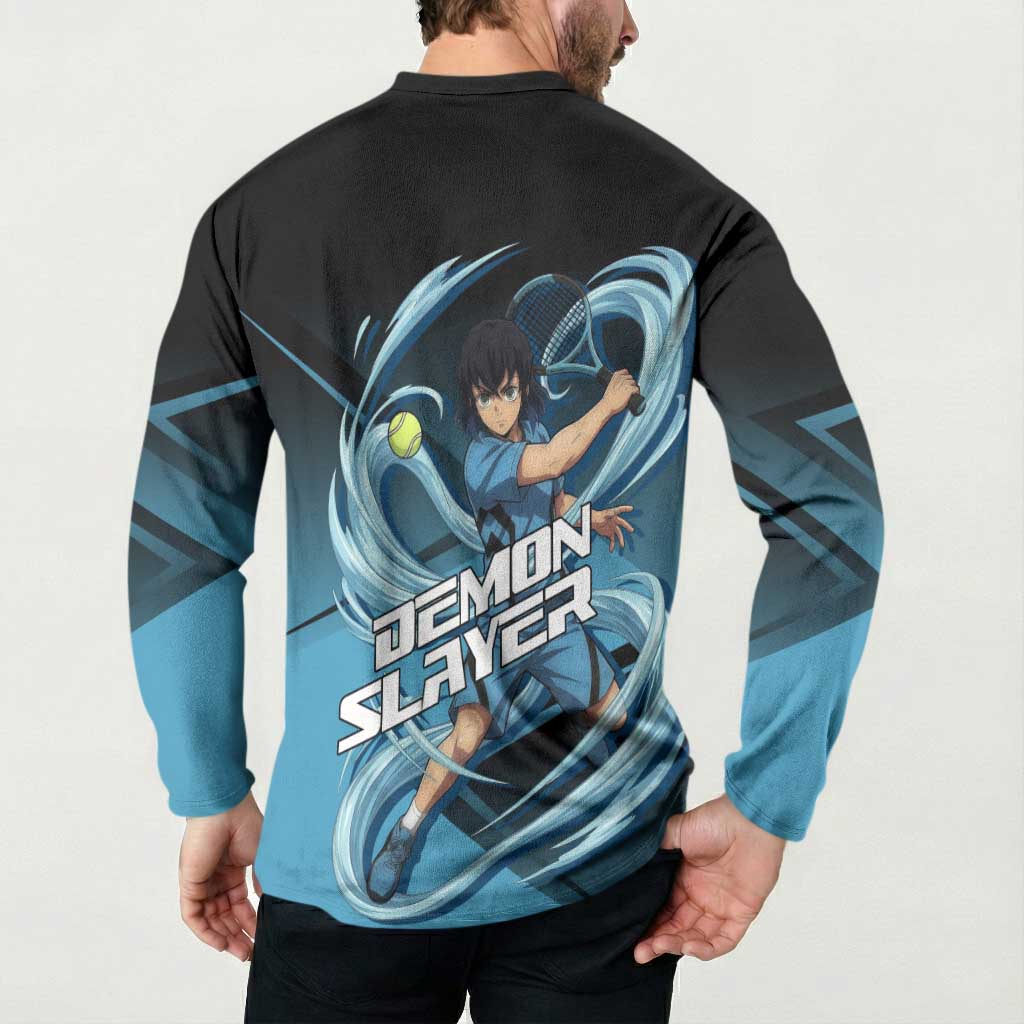 Inosuke Hashibira Beast Tennis Form Button Sweatshirt Sporty Anime Mashup Style
