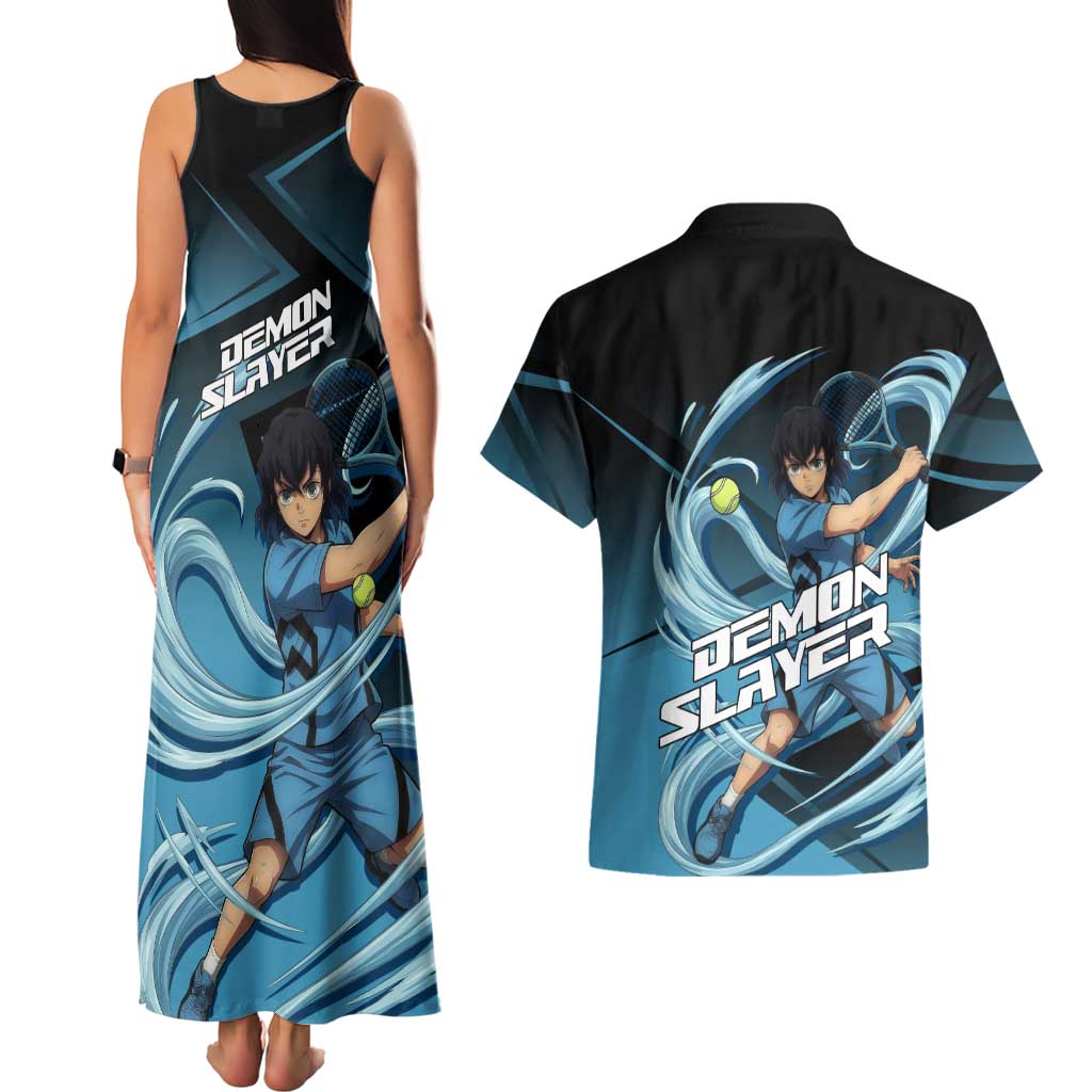 Inosuke Hashibira Beast Tennis Form Couples Matching Tank Maxi Dress and Hawaiian Shirt Sporty Anime Mashup Style