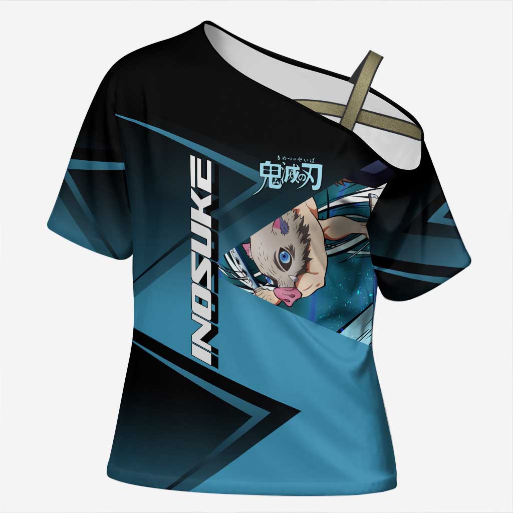 Inosuke Hashibira Beast Tennis Form Cross Shoulder Shirt Sporty Anime Mashup Style